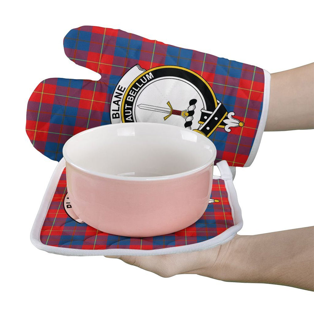 Clan Blane Tartan Crest Oven Mitt And Pot Holder (2 Oven Mitts + 1 Pot Holder) KR86 Clan Blane Tartan Today