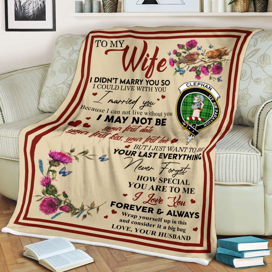 Clan Blanket Clephan (or Clephane) Tartan Crest Blanket To My Wife Style , Gift From Scottish Husband