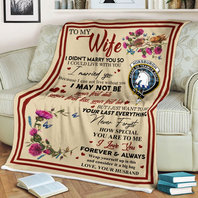 Clan Blanket Horsburgh Tartan Crest Blanket To My Wife Style , Gift From Scottish Husband