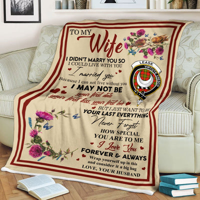 Clan Blanket Leask Tartan Crest Blanket To My Wife Style , Gift From Scottish Husband