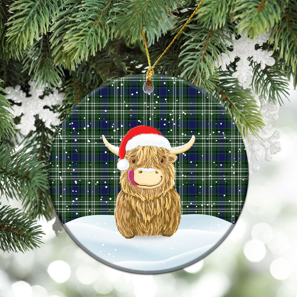 Clan Blyth Tartan Christmas Ceramic Ornament Highland Cows Style CY24 Blyth Tartan Tartan Ornament