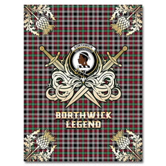 Clan Borthwick Ancient Tartan Gold Courage Symbol Blanket PF73 Clan Borthwick (Borthwick Tartan) Tartan Today