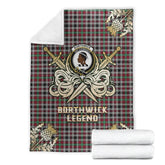Clan Borthwick Ancient Tartan Gold Courage Symbol Blanket PF73 Clan Borthwick (Borthwick Tartan) Tartan Today