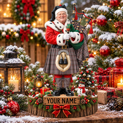 Clan Borthwick Dress Ancient Tartan Christmas Piper Plaque with Custom Photo & Name
