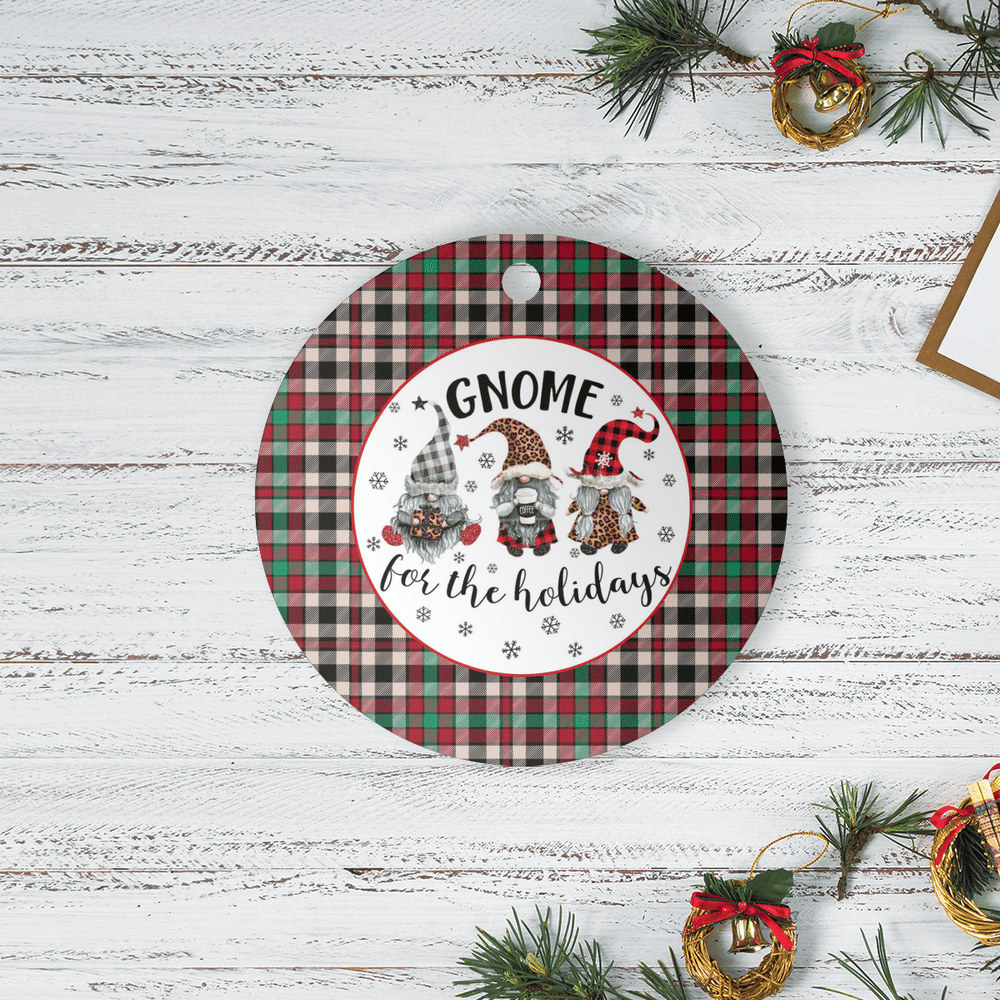 Clan Borthwick Dress Ancient Tartan Gnome Round Ceramic Ornament YJ33 Borthwick Dress Ancient Tartan Tartan Christmas