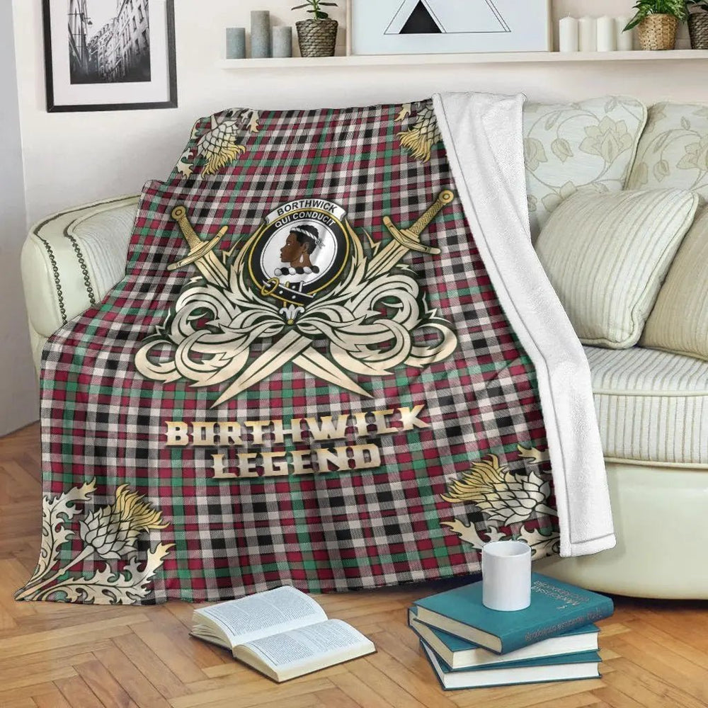 Clan Borthwick Dress Ancient Tartan Gold Courage Symbol Blanket HR37 Clan Borthwick (Borthwick Tartan) Tartan Today