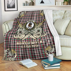 Clan Borthwick Dress Ancient Tartan Gold Courage Symbol Blanket HR37 Clan Borthwick (Borthwick Tartan) Tartan Today