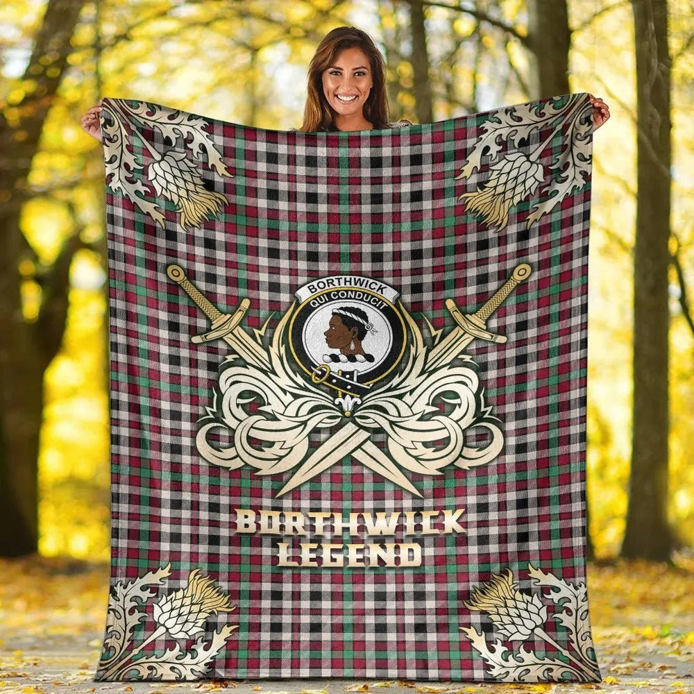 Clan Borthwick Dress Ancient Tartan Gold Courage Symbol Blanket HR37 Clan Borthwick (Borthwick Tartan) Tartan Today