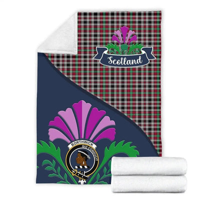Clan Borthwick Tartan Crest Premium Blanket Thistle Style