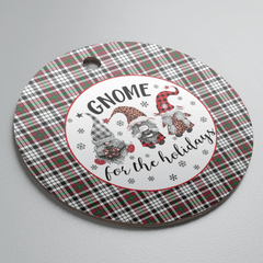 Clan Borthwick Tartan Gnome Round Ceramic Ornament VI46 Borthwick Tartan Tartan Christmas