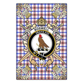 Clan Boswell Modern Tartan Crest Black Garden Flag - Gold Thistle NE17 Clan Boswell Tartan Today