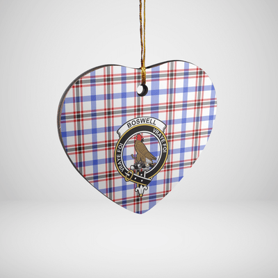 Clan Boswell Modern Tartan Crest Heart Ceramic Ornament