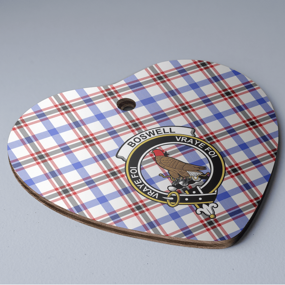 Clan Boswell Modern Tartan Crest Heart Ceramic Ornament WR53 Boswell Modern Tartan Tartan Christmas