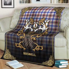Clan Boswell Modern Tartan Crest Premium Blanket Celtic Stag Style KZ60 Clan Boswell Tartan Today