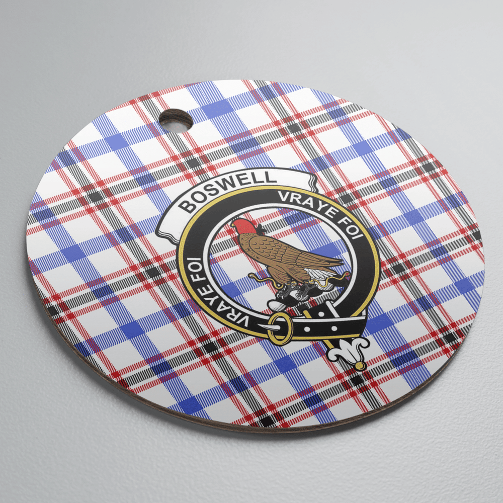 Clan Boswell Modern Tartan Crest Round Ceramic Ornament JJ29 Boswell Modern Tartan Tartan Christmas