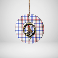 Clan Boswell Modern Tartan Crest Round Ceramic Ornament JJ29 Boswell Modern Tartan Tartan Christmas