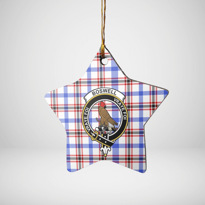 Clan Boswell Modern Tartan Crest Star Ceramic Ornament