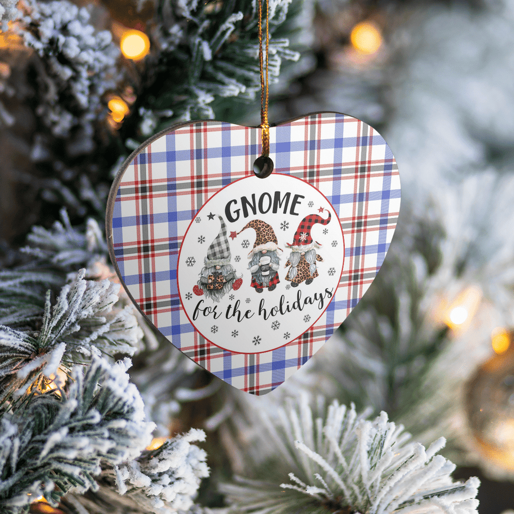 Clan Boswell Modern Tartan Gnome Heart Ceramic Ornament LA91 Boswell Modern Tartan Gnome Tartan Christmas