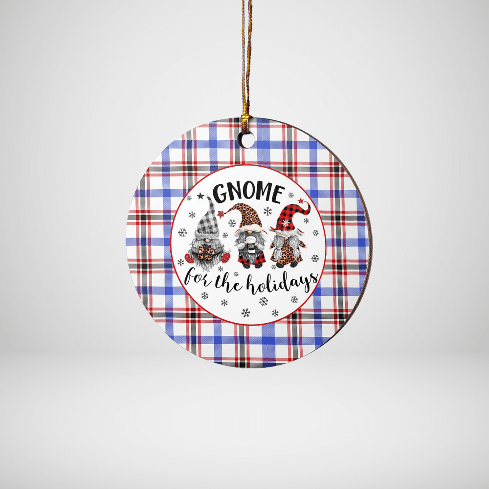Clan Boswell Modern Tartan Gnome Round Ceramic Ornament FA68 Boswell Modern Tartan Tartan Christmas