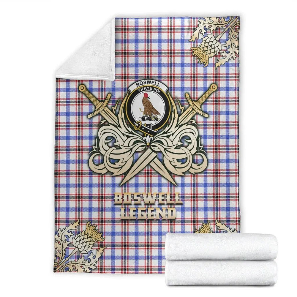 Clan Boswell Modern Tartan Gold Courage Symbol Blanket HG74 Clan Boswell Tartan Today