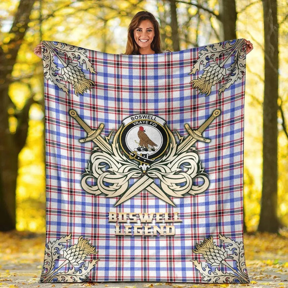 Clan Boswell Modern Tartan Gold Courage Symbol Blanket HG74 Clan Boswell Tartan Today