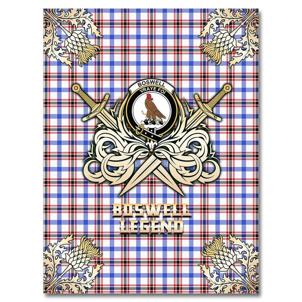 Clan Boswell Modern Tartan Gold Courage Symbol Blanket HG74 Clan Boswell Tartan Today