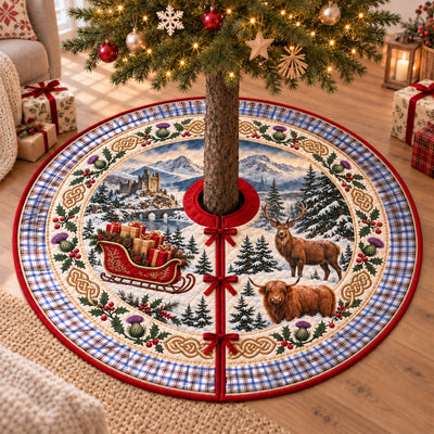 Clan Boswell Modern Tartan Highland Christmas Tree Skirt