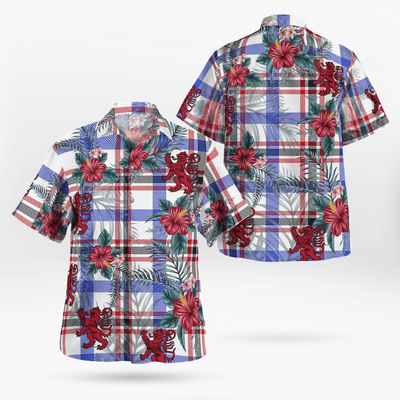 Clan Boswell Modern Tartan Scottish Lion Hawaiian Shirt
