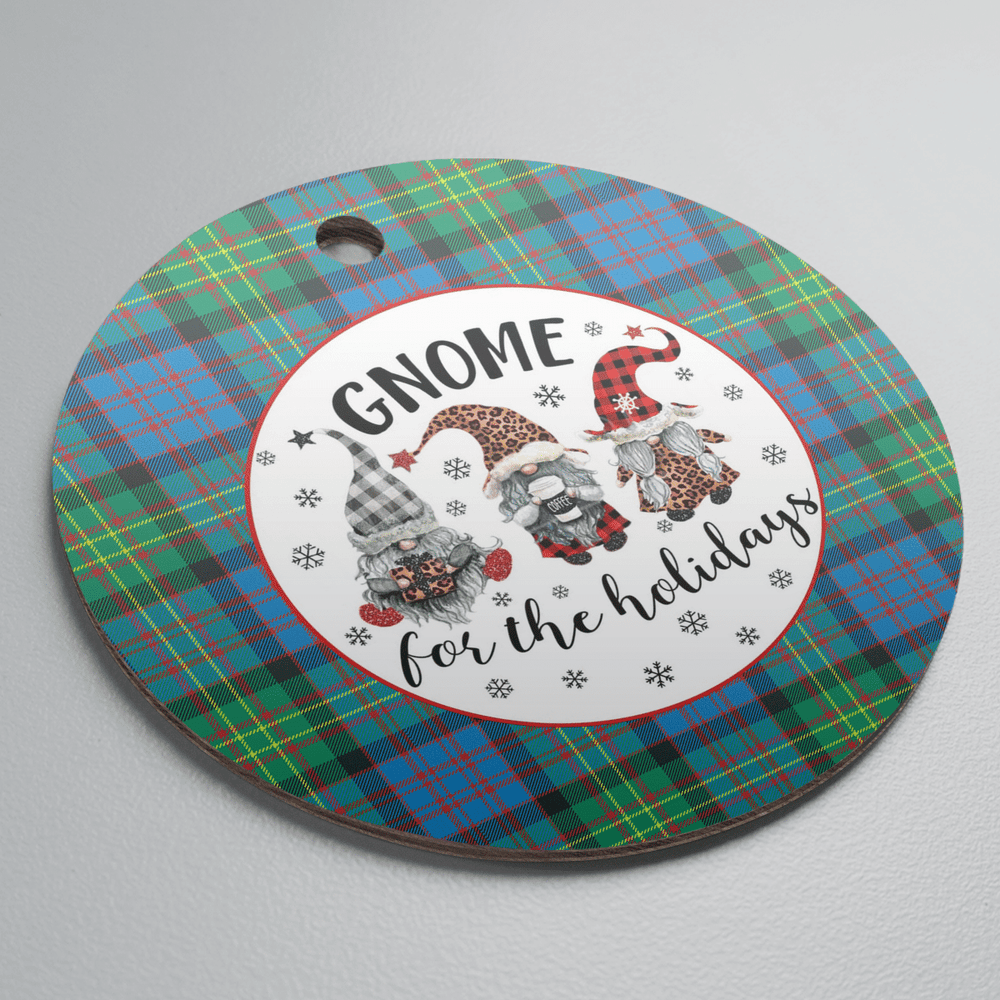 Clan Bowie Ancient Tartan Gnome Round Ceramic Ornament ES97 Bowie Ancient Tartan Tartan Christmas