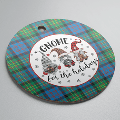Clan Bowie Ancient Tartan Gnome Round Ceramic Ornament ES97 Bowie Ancient Tartan Tartan Christmas