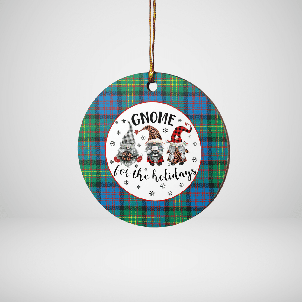 Clan Bowie Ancient Tartan Gnome Round Ceramic Ornament ES97 Bowie Ancient Tartan Tartan Christmas
