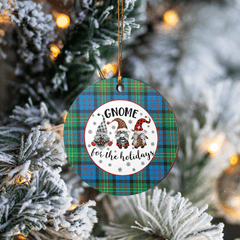 Clan Bowie Ancient Tartan Gnome Round Ceramic Ornament ES97 Bowie Ancient Tartan Tartan Christmas
