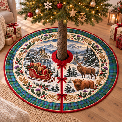 Clan Bowie Ancient Tartan Highland Christmas Tree Skirt