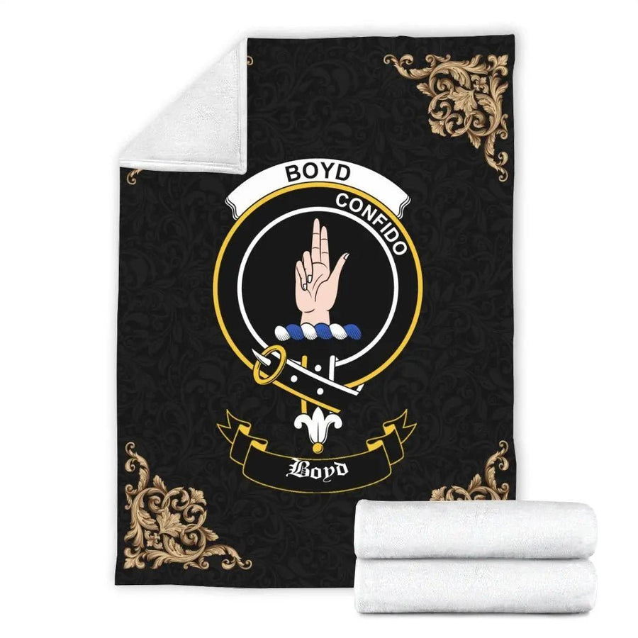Clan Boyd Crest Tartan Premium Blanket Black