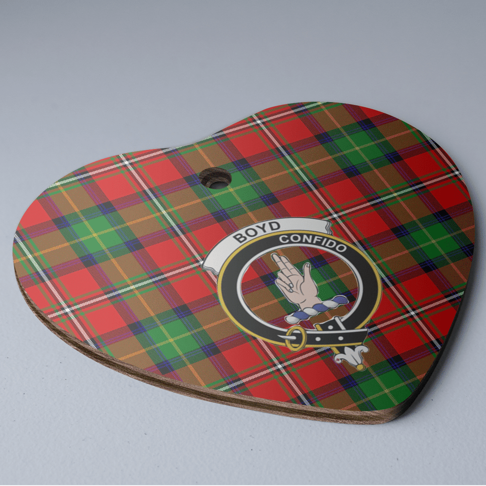 Clan Boyd Modern Tartan Crest Heart Ceramic Ornament GT60 Boyd Modern Tartan Tartan Christmas