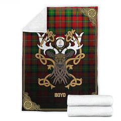 Clan Boyd Modern Tartan Crest Premium Blanket Celtic Stag Style WE34 Clan Boyd Tartan Today