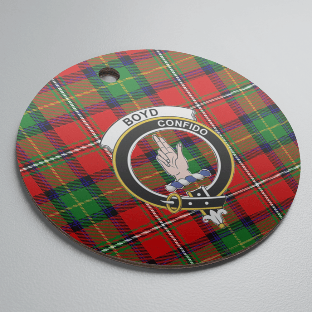 Clan Boyd Modern Tartan Crest Round Ceramic Ornament KU31 Boyd Modern Tartan Tartan Christmas