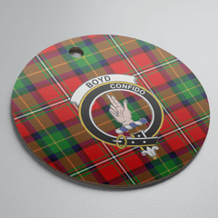 Clan Boyd Modern Tartan Crest Round Ceramic Ornament KU31 Boyd Modern Tartan Tartan Christmas