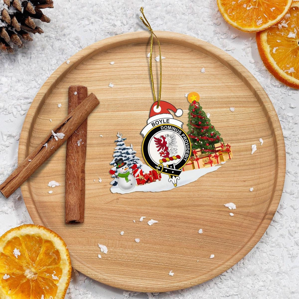 Clan Boyle Crest Tartan Acrylic Christmas Ornament IE86 Boyle Tartan Tartan Christmas