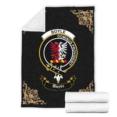 Clan Boyle Crest Tartan Premium Blanket Black