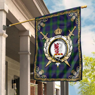 Clan Boyle Tartan Crest Garden Flag - Celtic Thistle