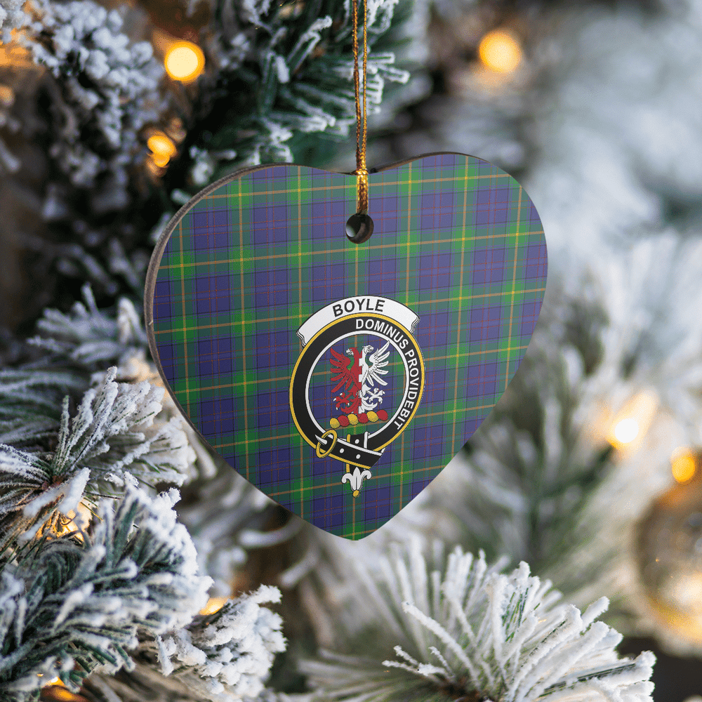 Clan Boyle Tartan Crest Heart Ceramic Ornament GO66 Boyle Tartan Tartan Christmas