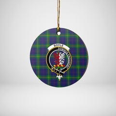 Clan Boyle Tartan Crest Round Ceramic Ornament TZ28 Boyle Tartan Tartan Christmas