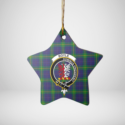 Clan Boyle Tartan Crest Star Ceramic Ornament