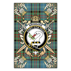 Clan Brisbane Modern Tartan Crest Black Garden Flag - Gold Thistle YD48 Clan Brisbane Tartan Today