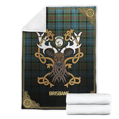 Clan Brisbane Tartan Crest Premium Blanket Celtic Stag Style ZF36 Clan Brisbane Tartan Today