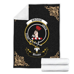 Clan Brodie Crest Tartan Premium Blanket Black ZG58 Clan Brodie Tartan Today
