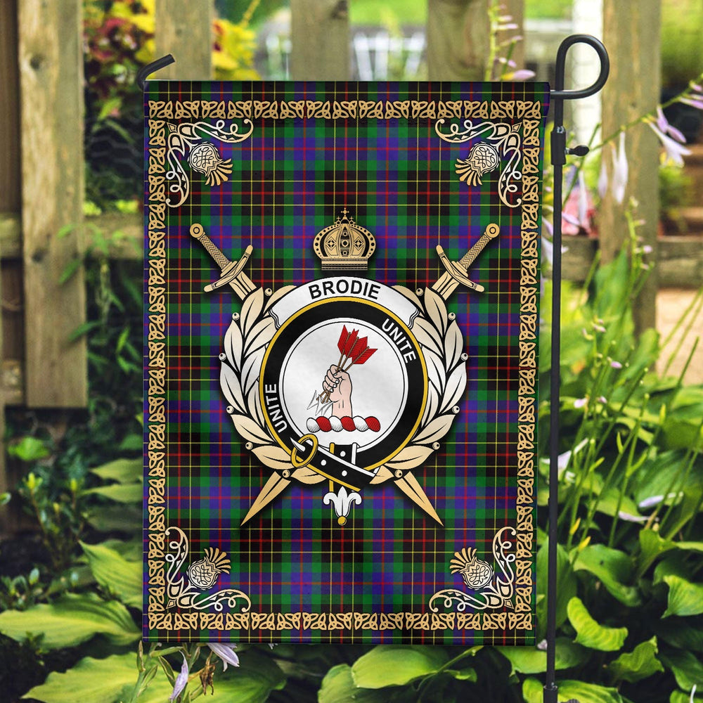 Clan Brodie Hunting Modern Tartan Crest Garden Flag - Celtic Thistle EY11 Clan Brodie Tartan Today