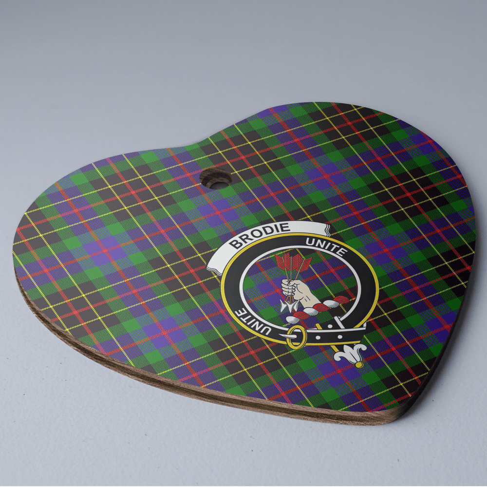 Clan Brodie Hunting Modern Tartan Crest Heart Ceramic Ornament WY49 Brodie Hunting Modern Tartan Tartan Christmas