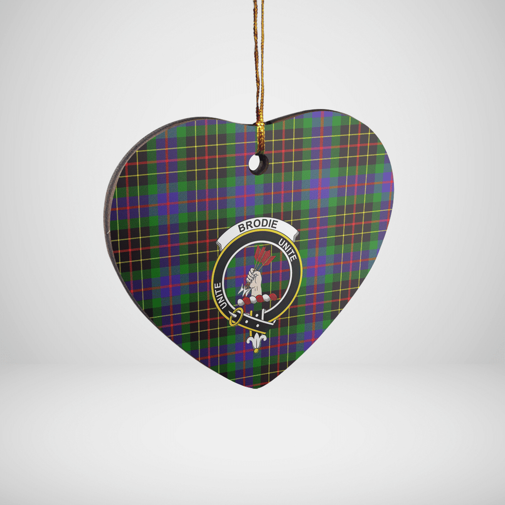 Clan Brodie Hunting Modern Tartan Crest Heart Ceramic Ornament WY49 Brodie Hunting Modern Tartan Tartan Christmas